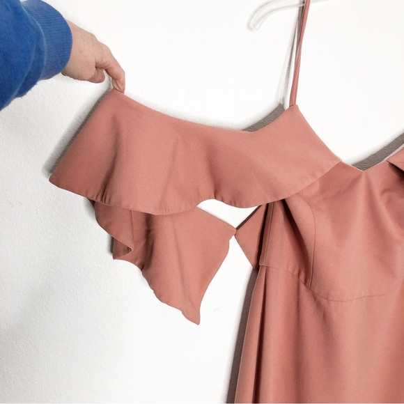 Christian Siriano Clay Ruffle Gown Ruffle Sleeve Maxi Dress Pink Crepe Size 12 - Picture 6 of 16